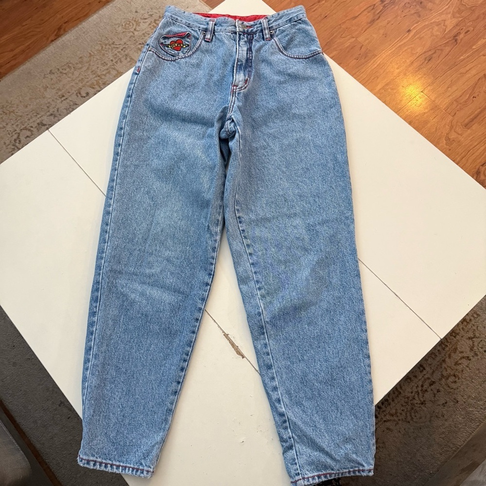 Vintage Rare Pepe Jeans Tattoo Red Heart Dagger Embroidered Y2K 90s High Waisted - Picture 6 of 7